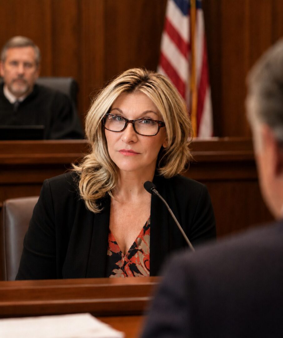 Dr. Kristine Danback testifying as an expert witness in a courtroom